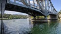 Our riverboat barely fits under some bridges