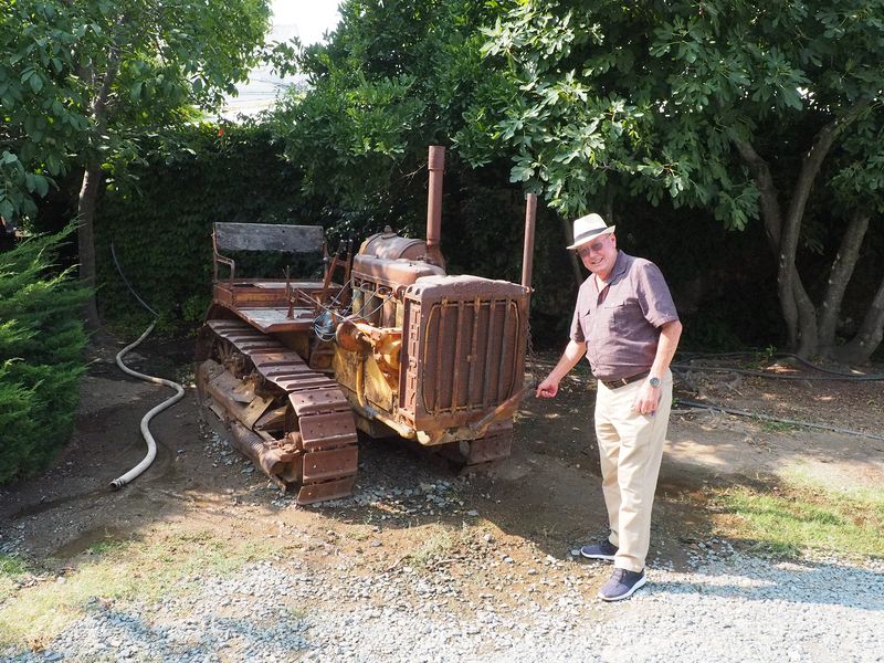 Livingston cranks the old tractor